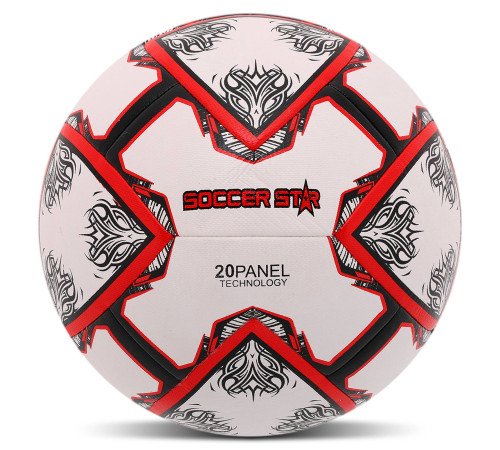 М'яч футбольний гібридна зшивка HYBRID SOCCER STAR №5 PU білий-червоний