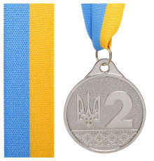 Медаль спортивна зі стрічкою SP-Sport UKRAINE з українською символікою ø5см золото, срібло, бронза