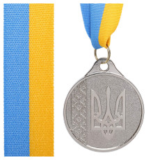 Медаль спортивна зі стрічкою SP-Sport UKRAINE з українською символікою ø5см золото, срібло, бронза