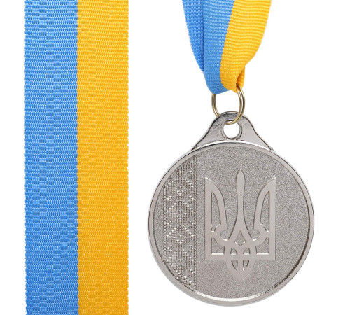 Медаль спортивна зі стрічкою SP-Sport UKRAINE з українською символікою ø5см золото, срібло, бронза